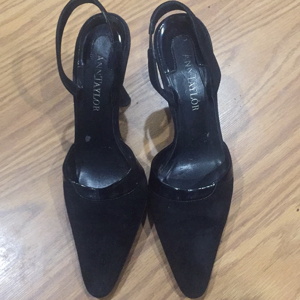 Ann Taylor Suede & Patent Black Pumps, Size 6.5